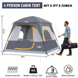 UNP 4-Person Tent, Portable Cabin Tent, Camping Tent 4-Person Easy Set Up, Waterproof with Top Rainfly for Outdoor Camping/Hiking