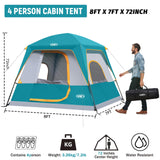 UNP 4-Person Tent, Portable Cabin Tent, Camping Tent 4-Person Easy Set Up, Waterproof with Top Rainfly for Outdoor Camping/Hiking