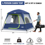 UNP 4-Person Tent, Portable Cabin Tent, Camping Tent 4-Person Easy Set Up, Waterproof with Top Rainfly for Outdoor Camping/Hiking