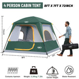 UNP 4-Person Tent, Portable Cabin Tent, Camping Tent 4-Person Easy Set Up, Waterproof with Top Rainfly for Outdoor Camping/Hiking