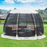 Alvantor Screen House Gazebo, 6-10-15 Person Pop Up Igloo Screened Canopy Tent with Mosquito Netting Sides, Instant UV Resistant Sun Shelter for Garden, Patio, Backyard